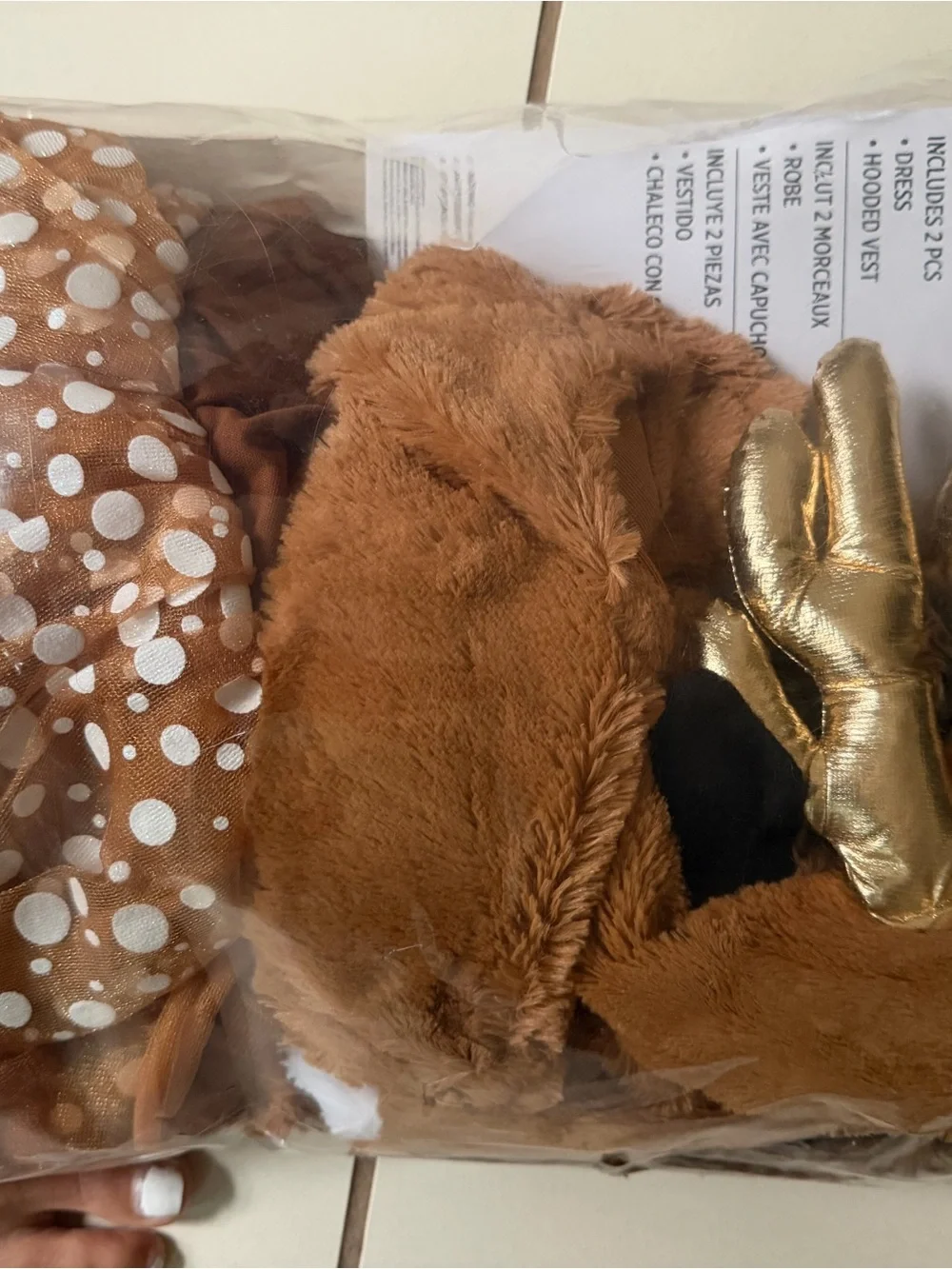 Girls Brown Deer Costume with Hooded Antlers size 8-10
